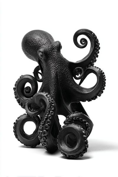 Octopus Sculpture Black-White Print. poster