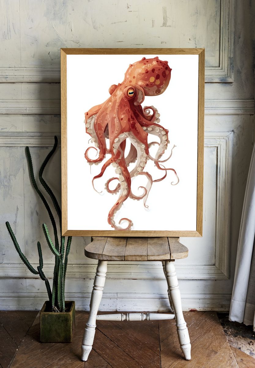 Octopus — Digital Art Print. — room view 1