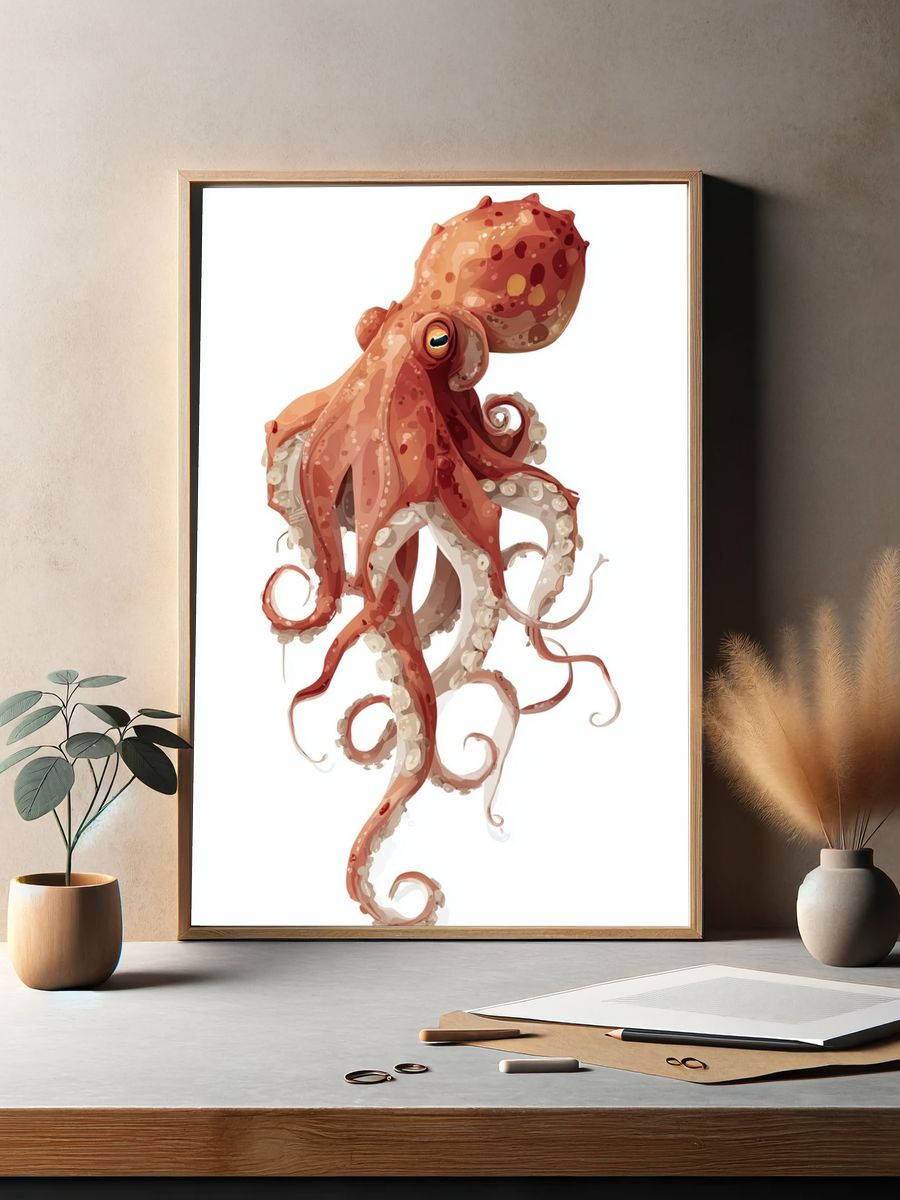 Octopus — Digital Art Print. — room view 2