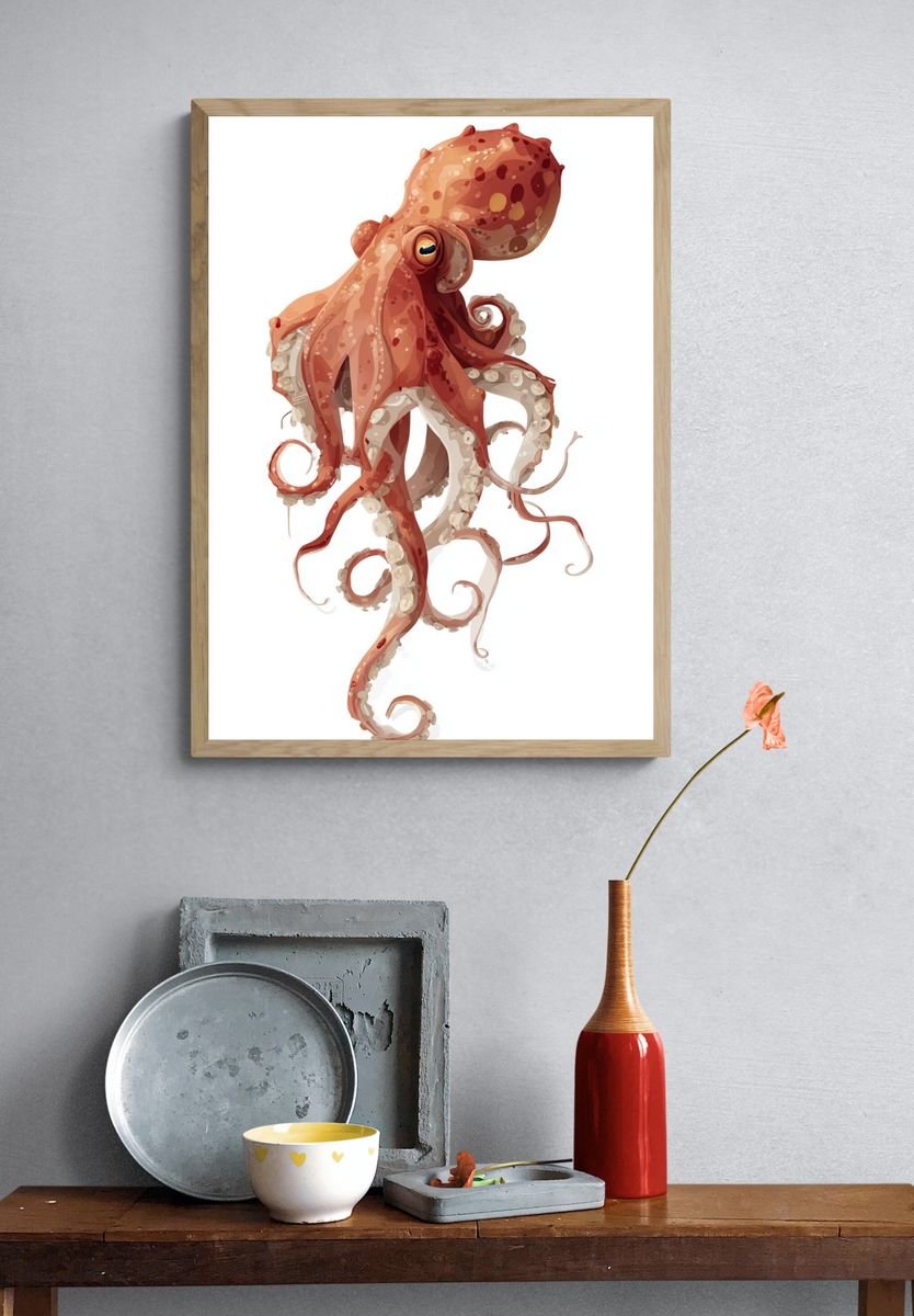 Octopus — Digital Art Print. — room view 3