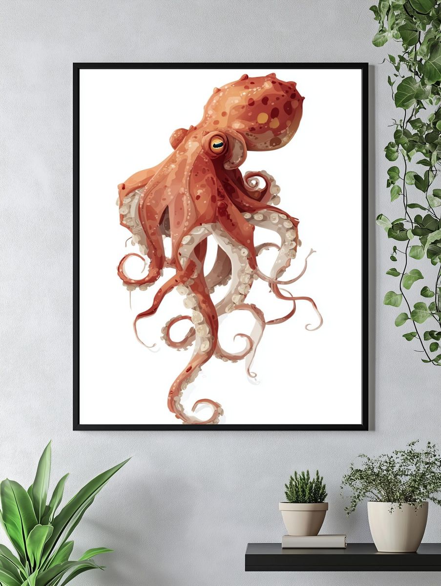 Octopus — Digital Art Print. — room view 4