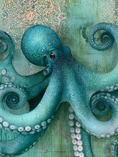 Turquoise Octopus Illustration Poster.