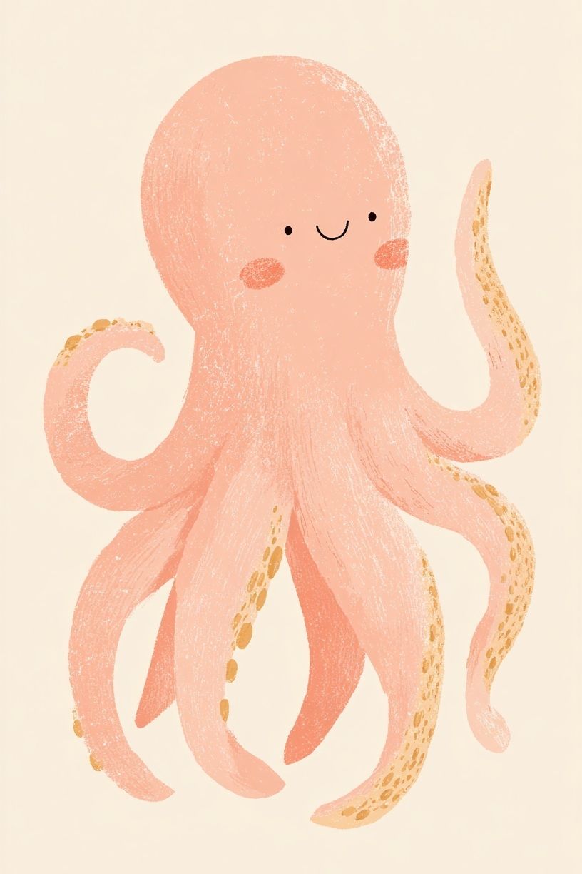 Cute Octopus Illustration Poster. poster — illustration art