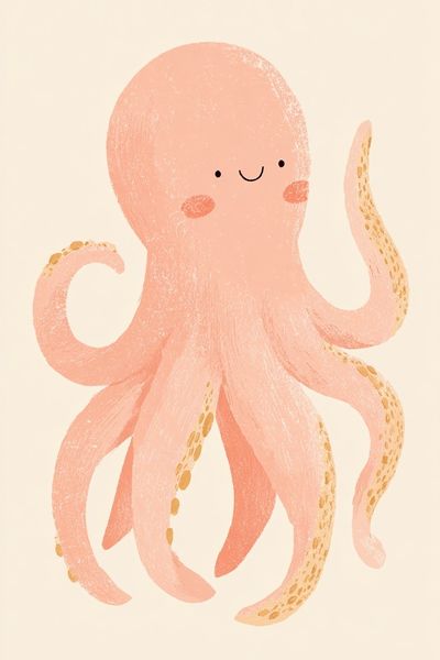 Cute Octopus Illustration Poster. poster