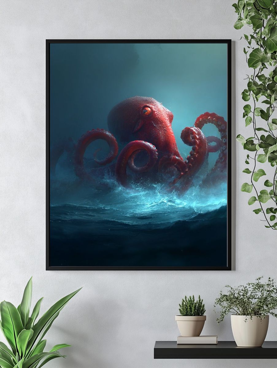 Majestic Octopus — Digital Art Print. — room view 4