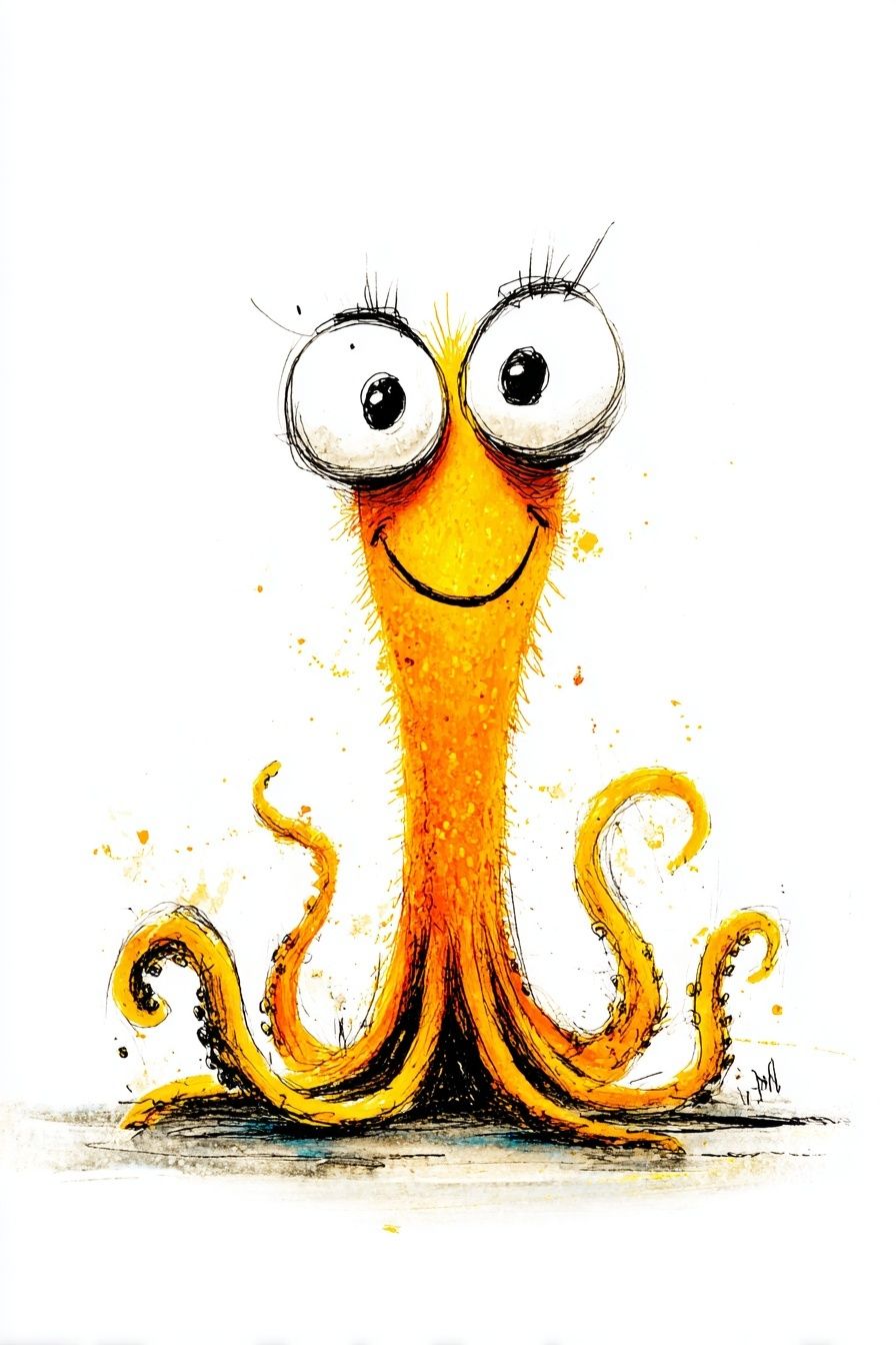Happy Octopus — Cartoon Print. poster detail