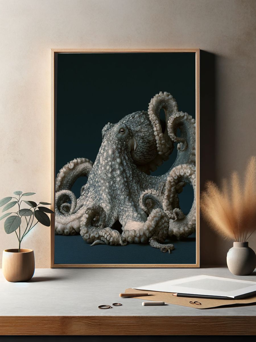 Octopus Portrait Illustration Poster. — room view 2
