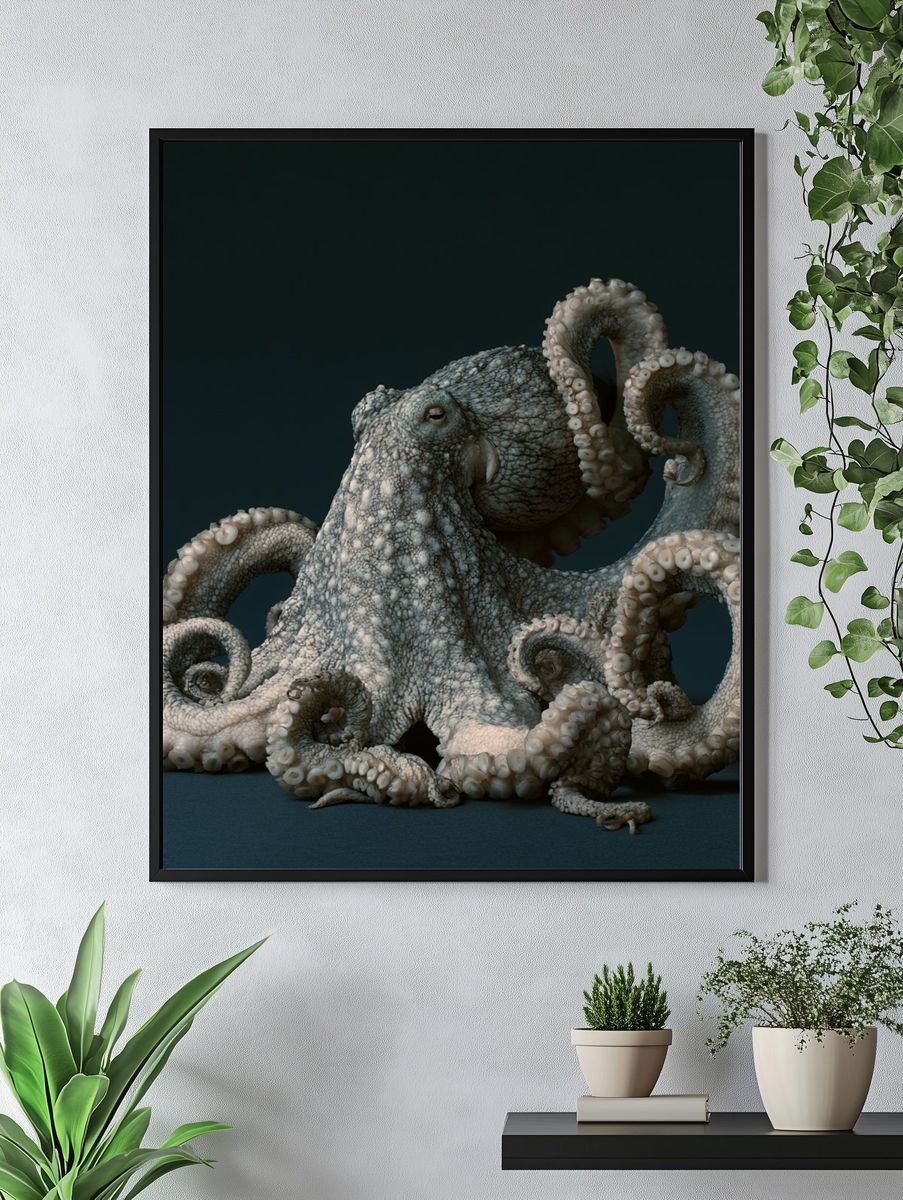 Octopus Portrait Illustration Poster. — room view 4