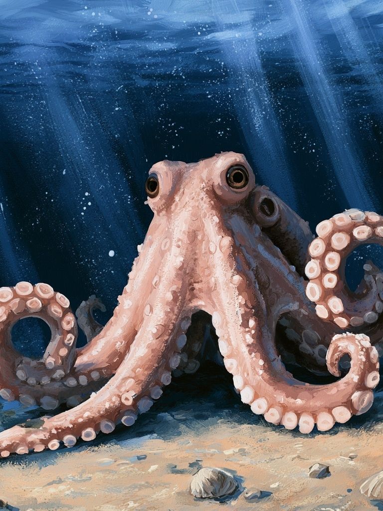 Octopus Underwater Illustration Poster. poster — illustration art