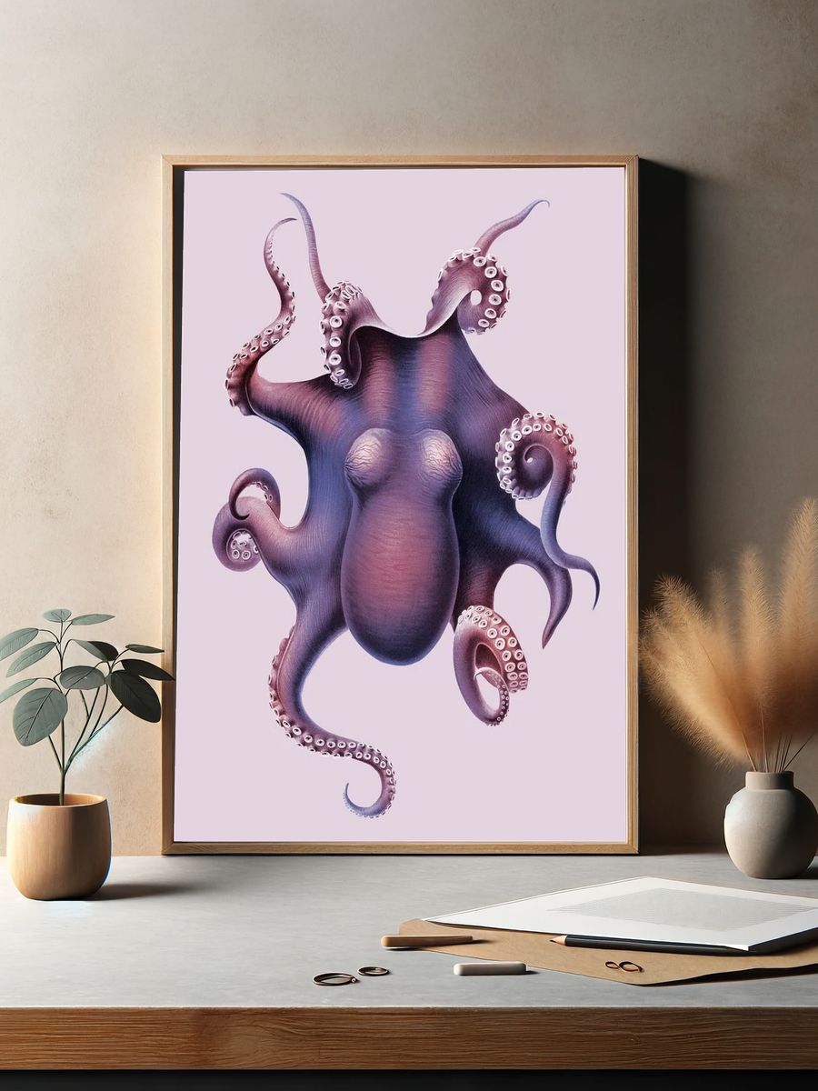 Octopus Illustration Poster. — room view 2