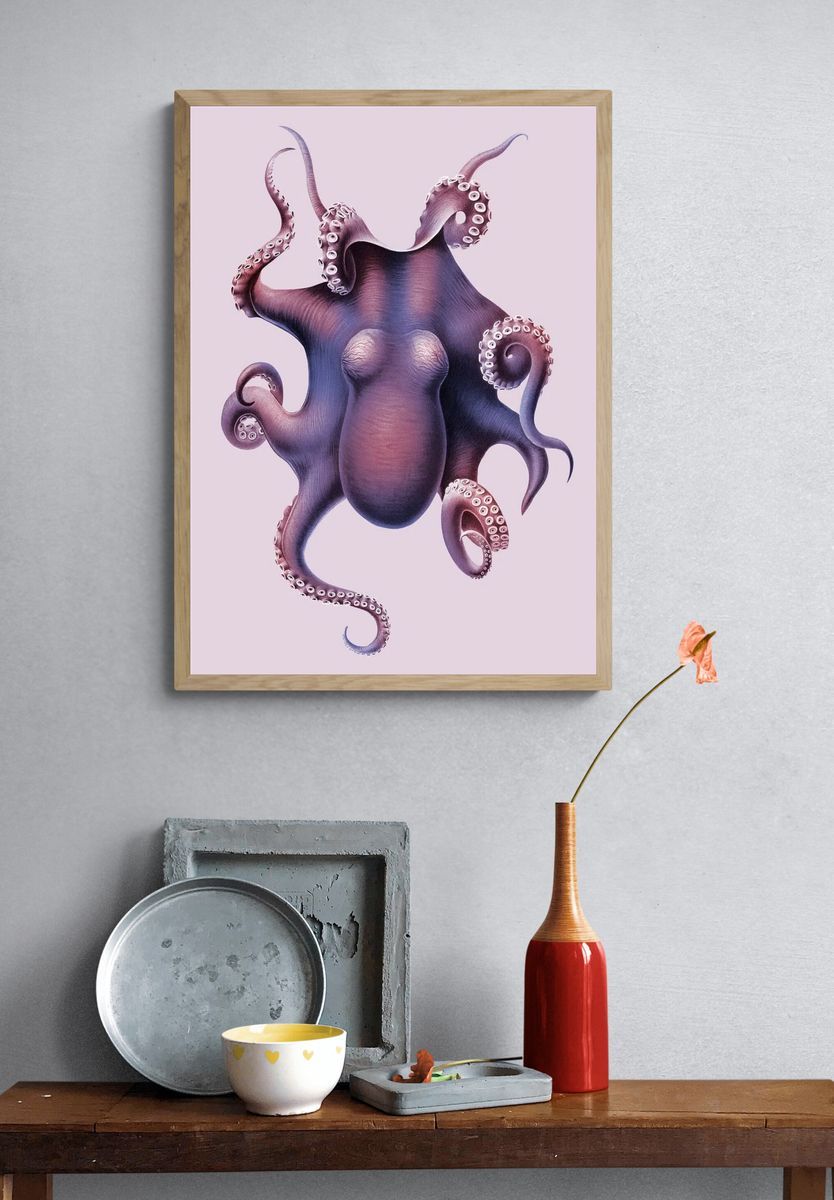 Octopus Illustration Poster. — room view 3