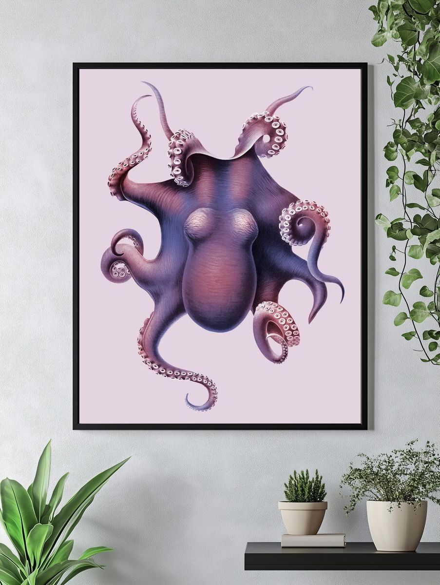 Octopus Illustration Poster. — room view 4