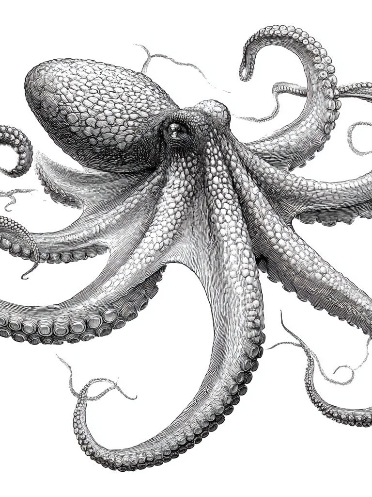 Octopus Ink Illustration Poster. poster — animals art