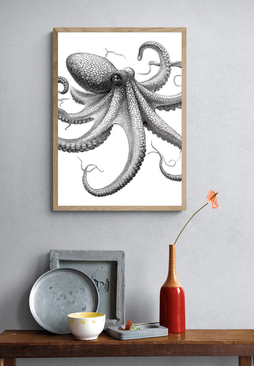 Octopus Ink Illustration Poster. — room view 3