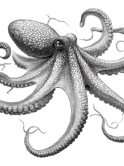 Octopus Ink Illustration Poster.