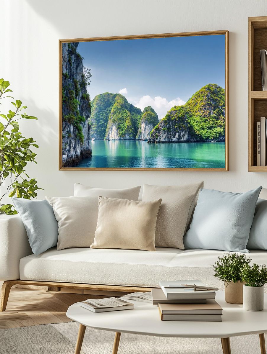 Serene Ocean Landscape Poster. — room view 2