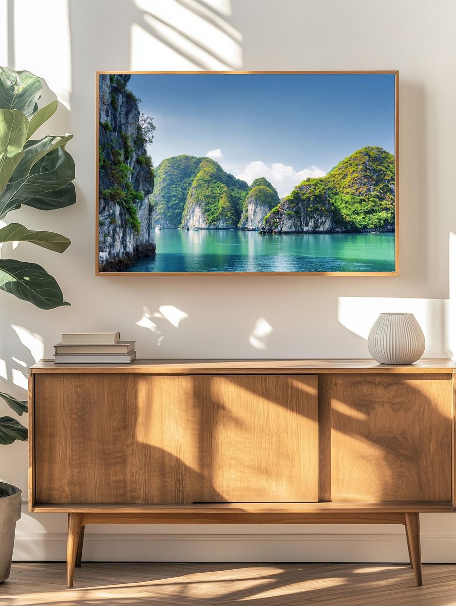 Serene Ocean Landscape Poster. — room view 3