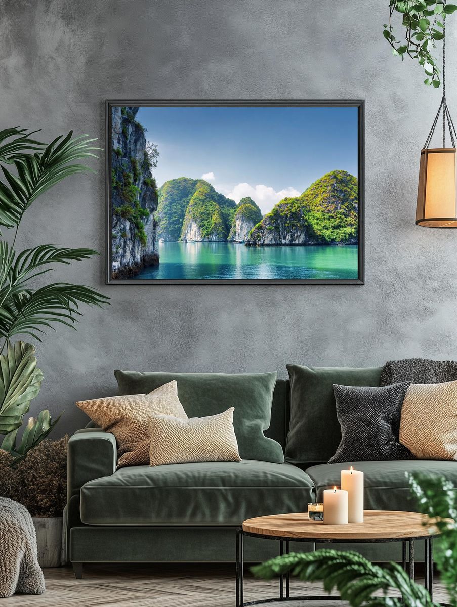 Serene Ocean Landscape Poster. — room view 4