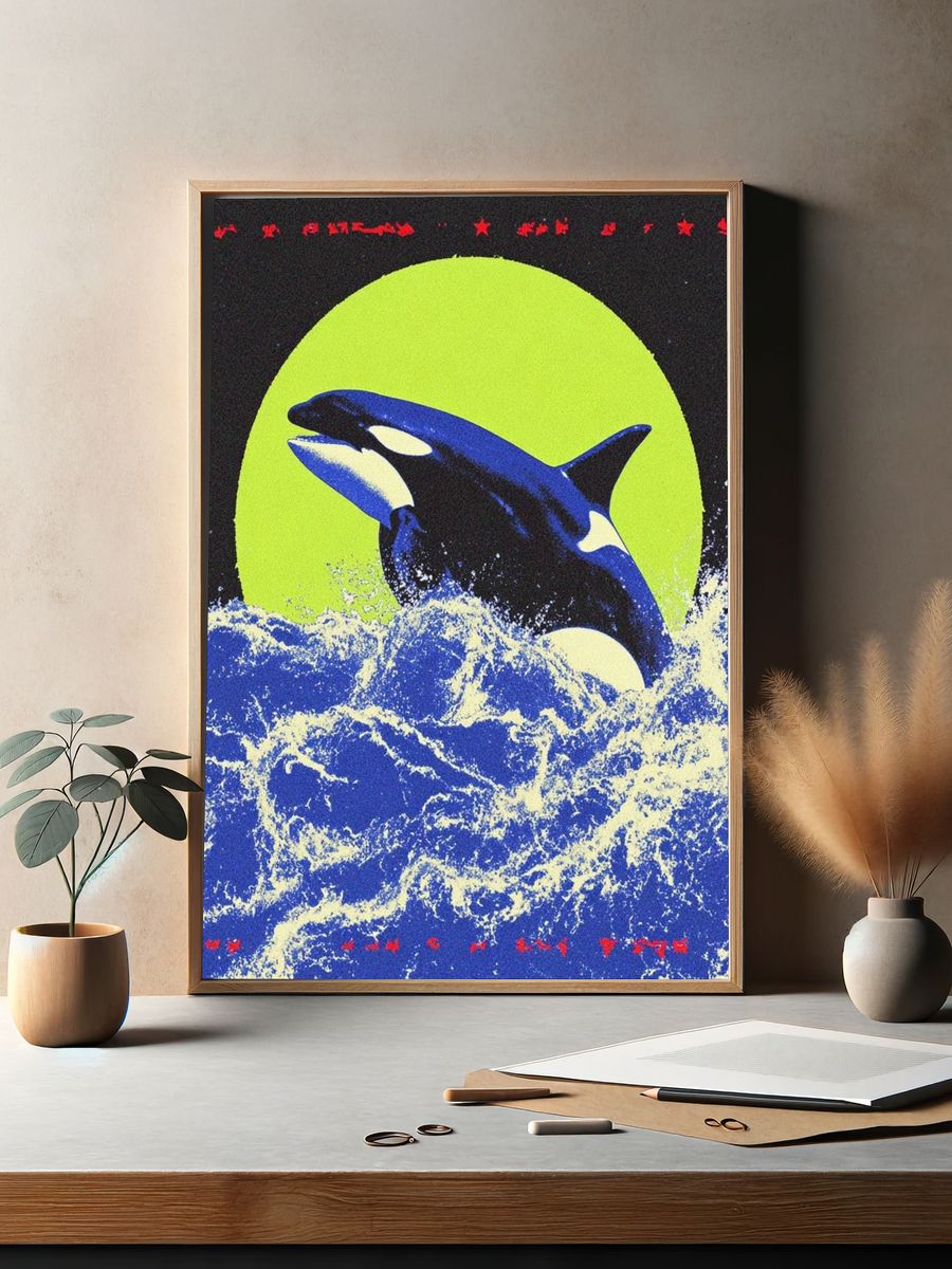 Orca Moonlit Waves Poster. — room view 2