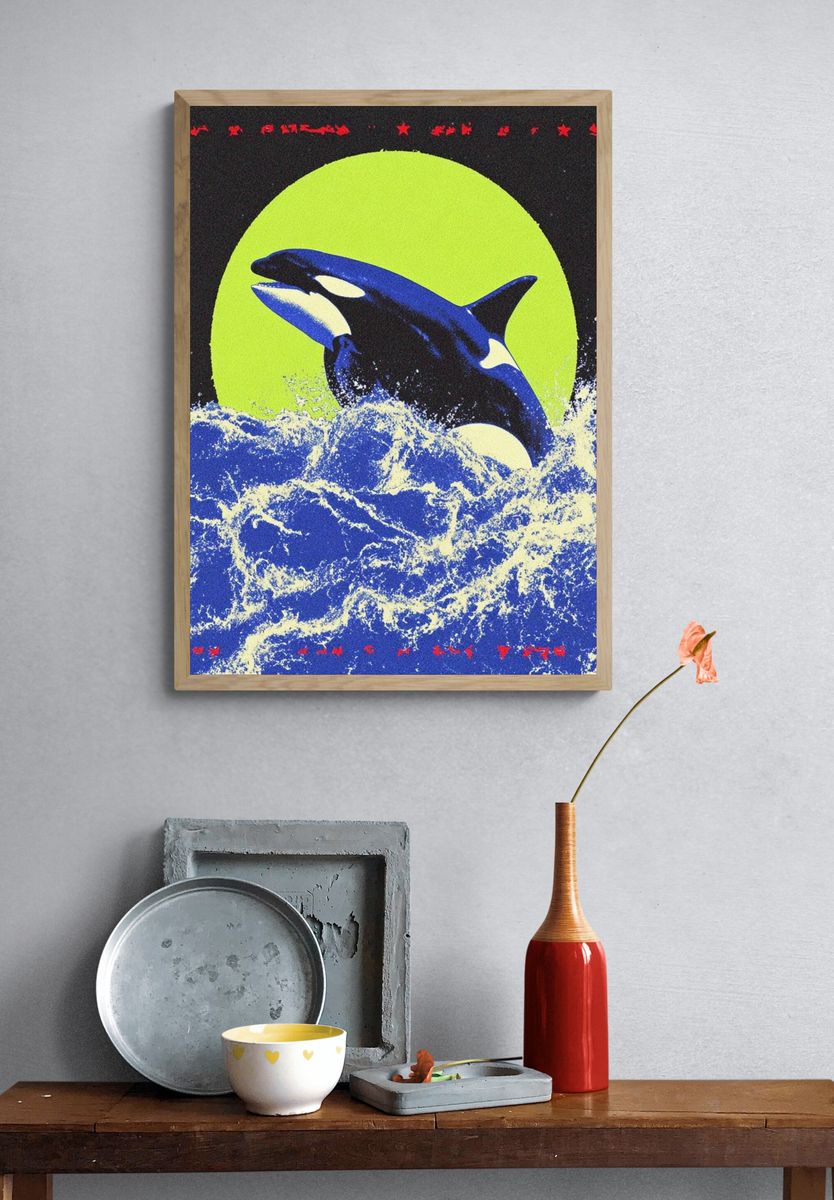 Orca Moonlit Waves Poster. — room view 3