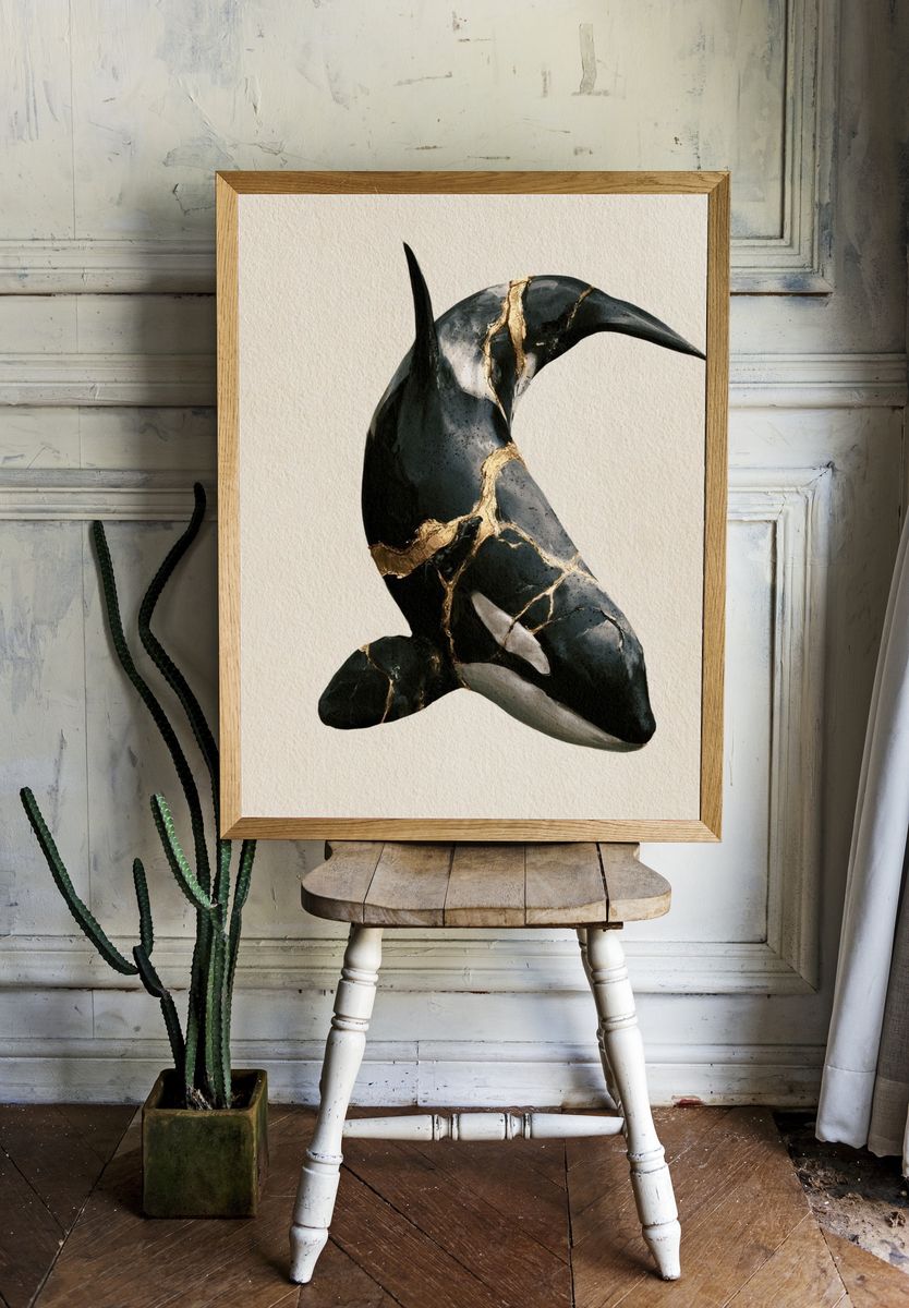 Orca Kintsugi Illustration Poster. room preview
