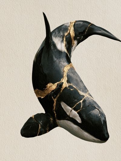 Orca Kintsugi Illustration Poster. poster