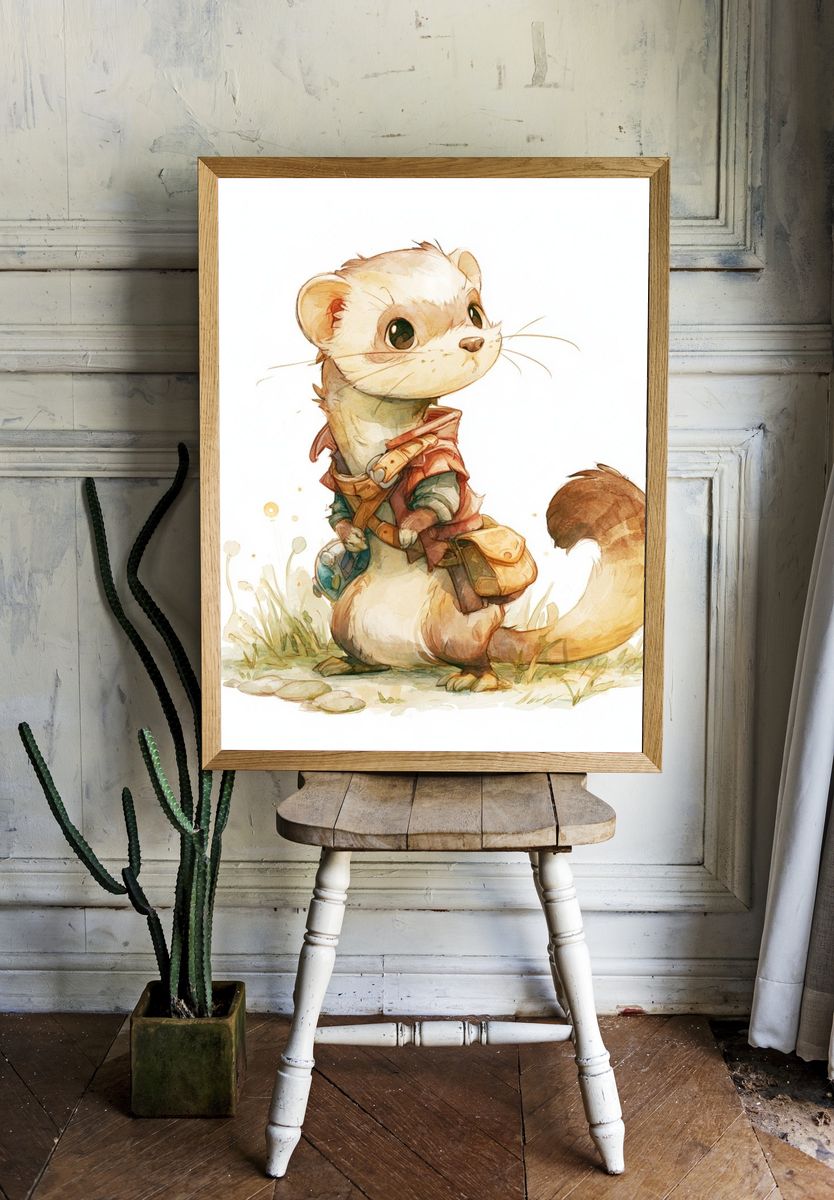 Otter Watercolor Poster. room preview