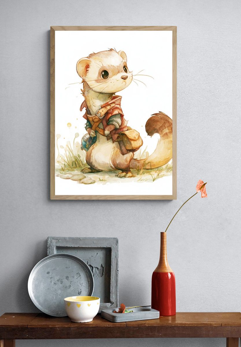 Otter Watercolor Poster. — room view 3