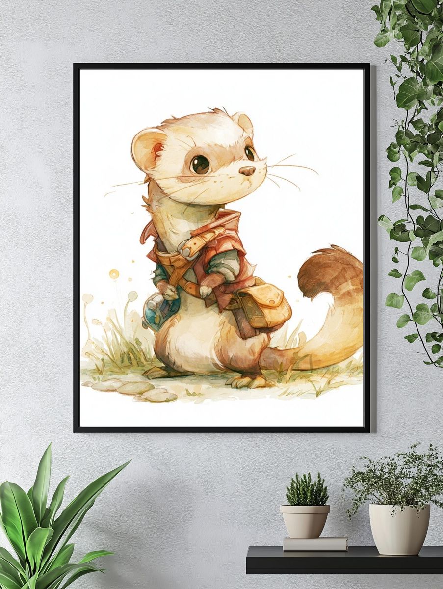 Otter Watercolor Poster. — room view 4