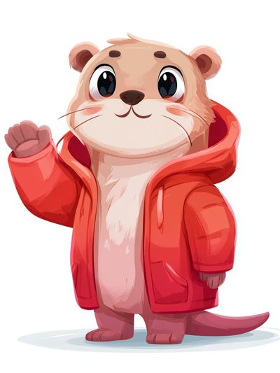 Otter in Red Coat Illustration Poster.