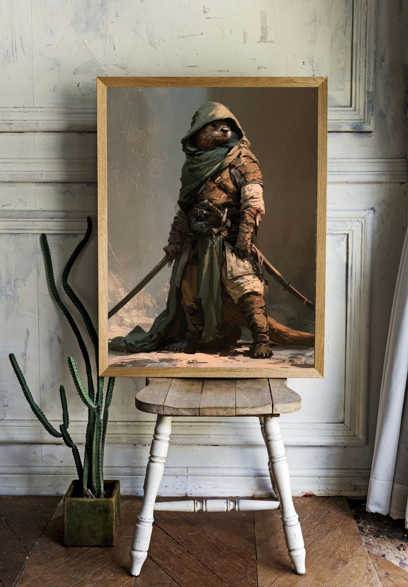 Otter Warrior Digital Art Poster. — room view 1