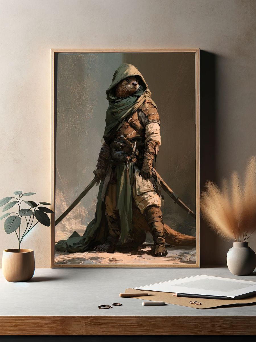 Otter Warrior Digital Art Poster. — room view 2