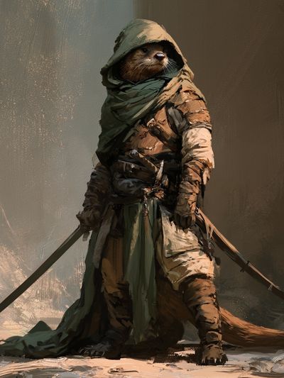 Otter Warrior Digital Art Poster.