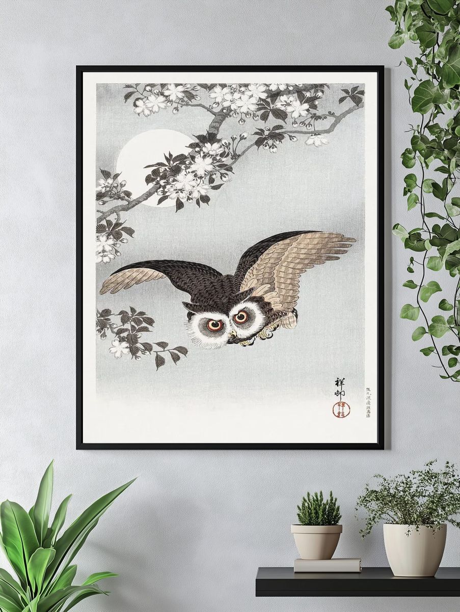 Owl in Flight — Japanese Art Print. — room view 4
