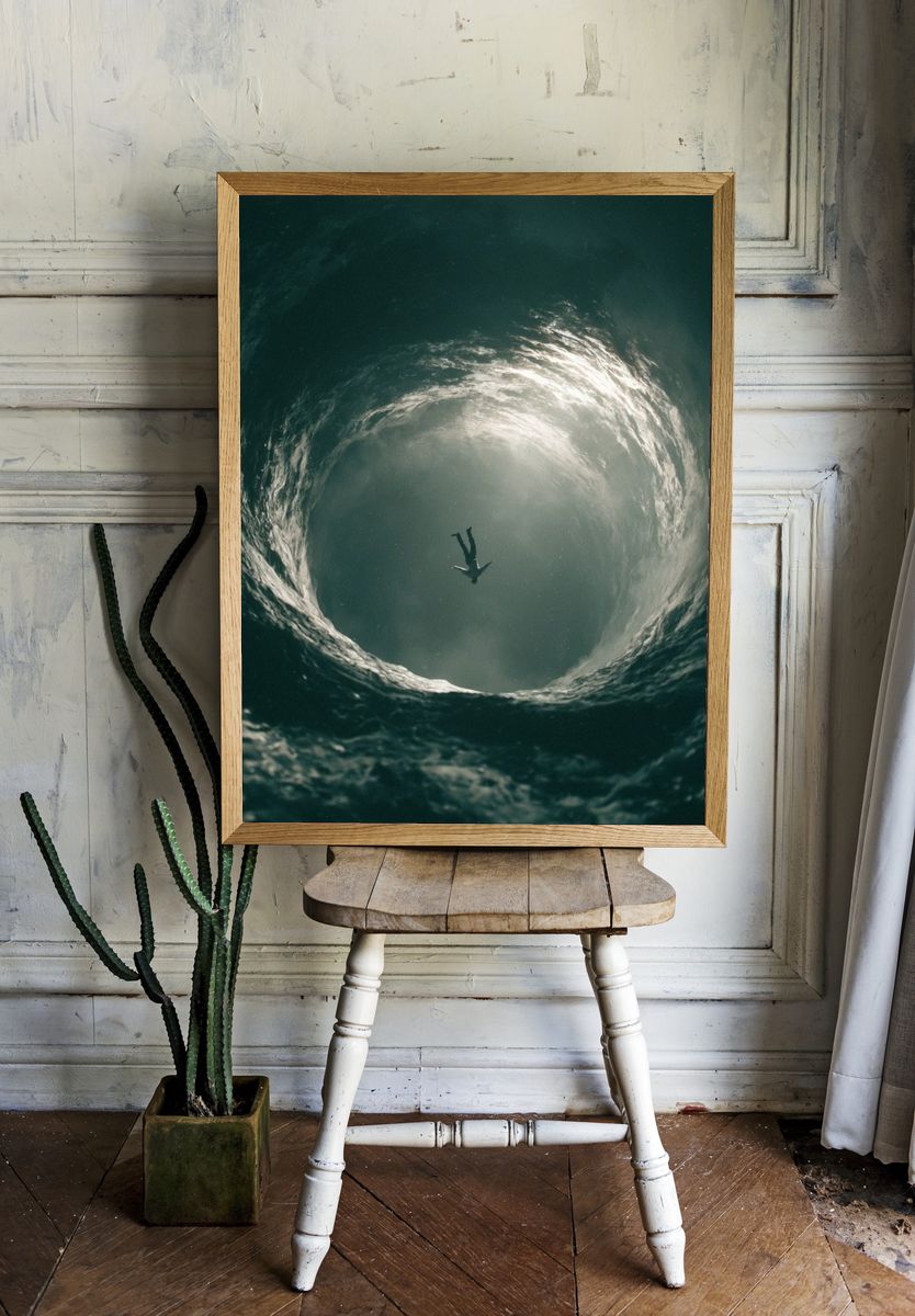 Ocean Whirlpool Diver Photography Poster. — room view 1
