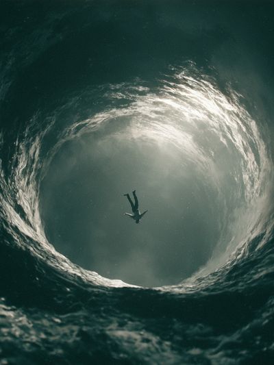 Ocean Whirlpool Diver Photography Poster.