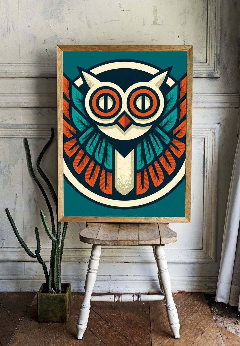 Geometric Owl Illustration Poster. room preview