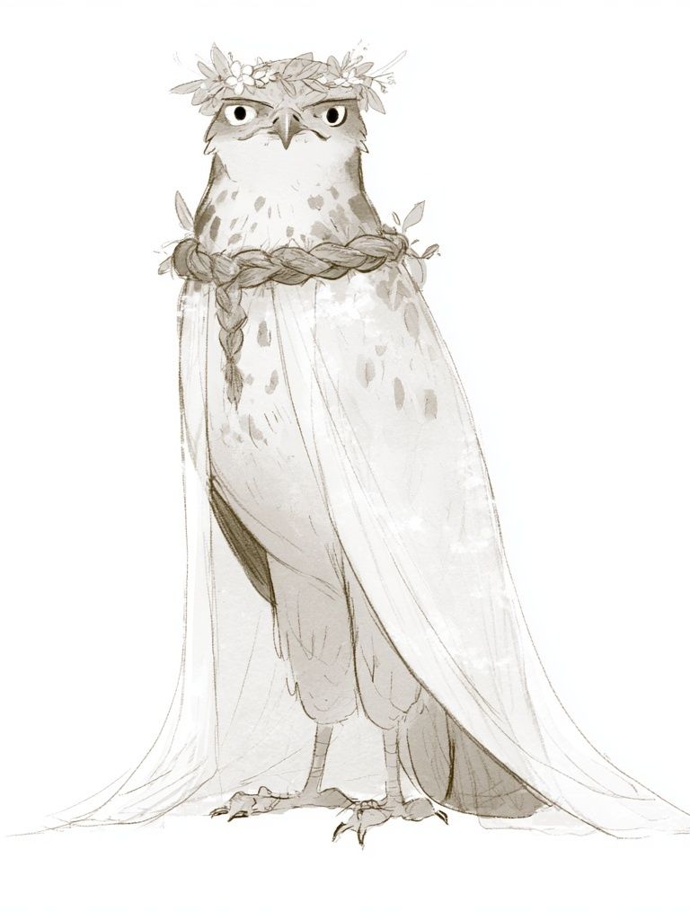 Boho Owl Bride Illustration Poster. poster — animals art