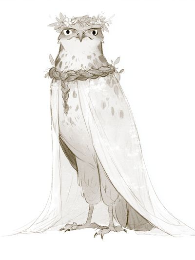 Boho Owl Bride Illustration Poster.