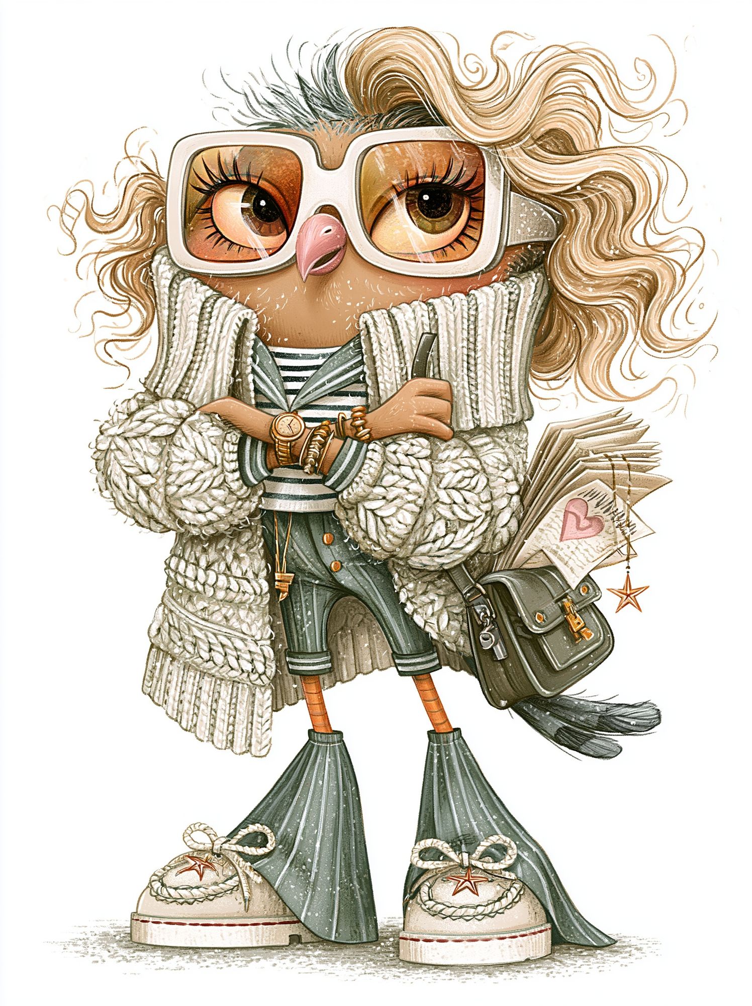 Owl Fashion Illustration Poster. poster detail