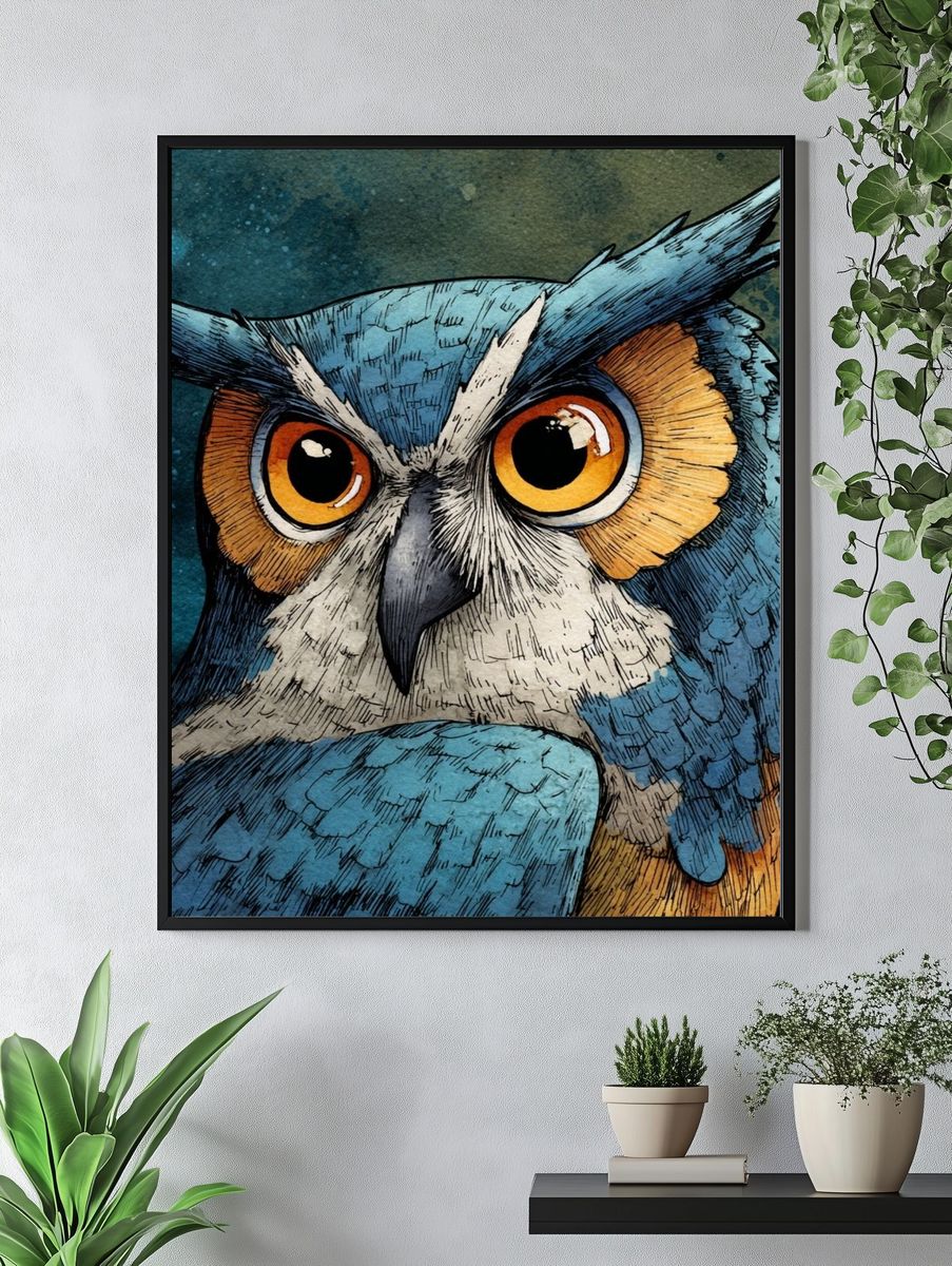 Majestic Owl — Illustration Print. — room view 4