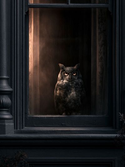 Owl in Window Photography Poster.