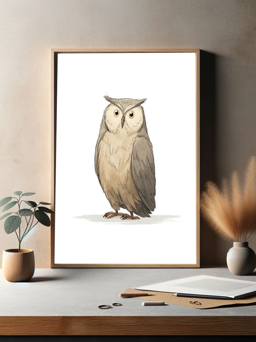 Owl Illustration Poster. — room view 2