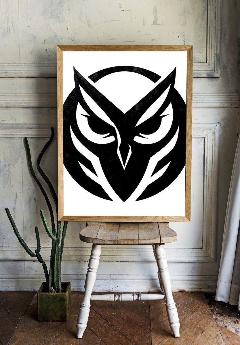 Stylized Owl Mask Print. — room view 1