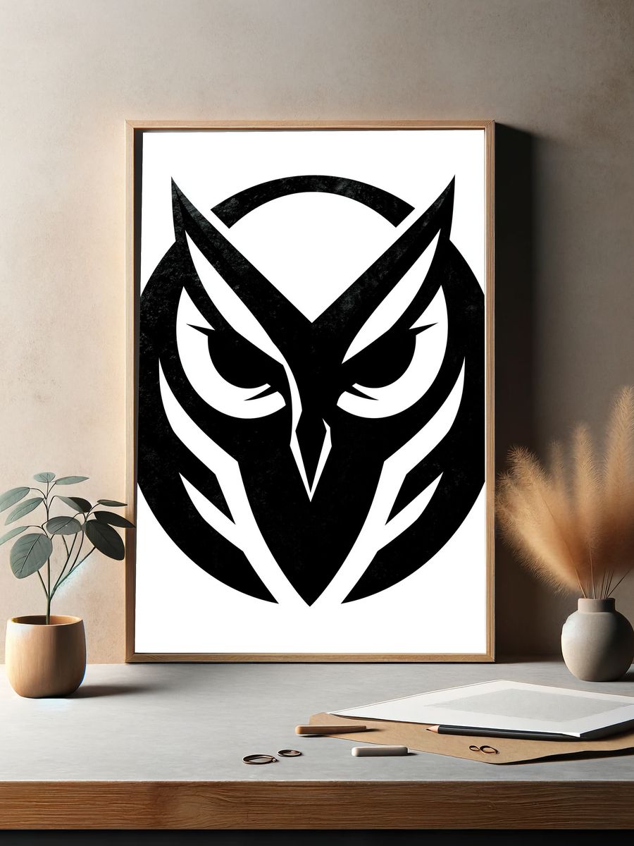 Stylized Owl Mask Print. — room view 2