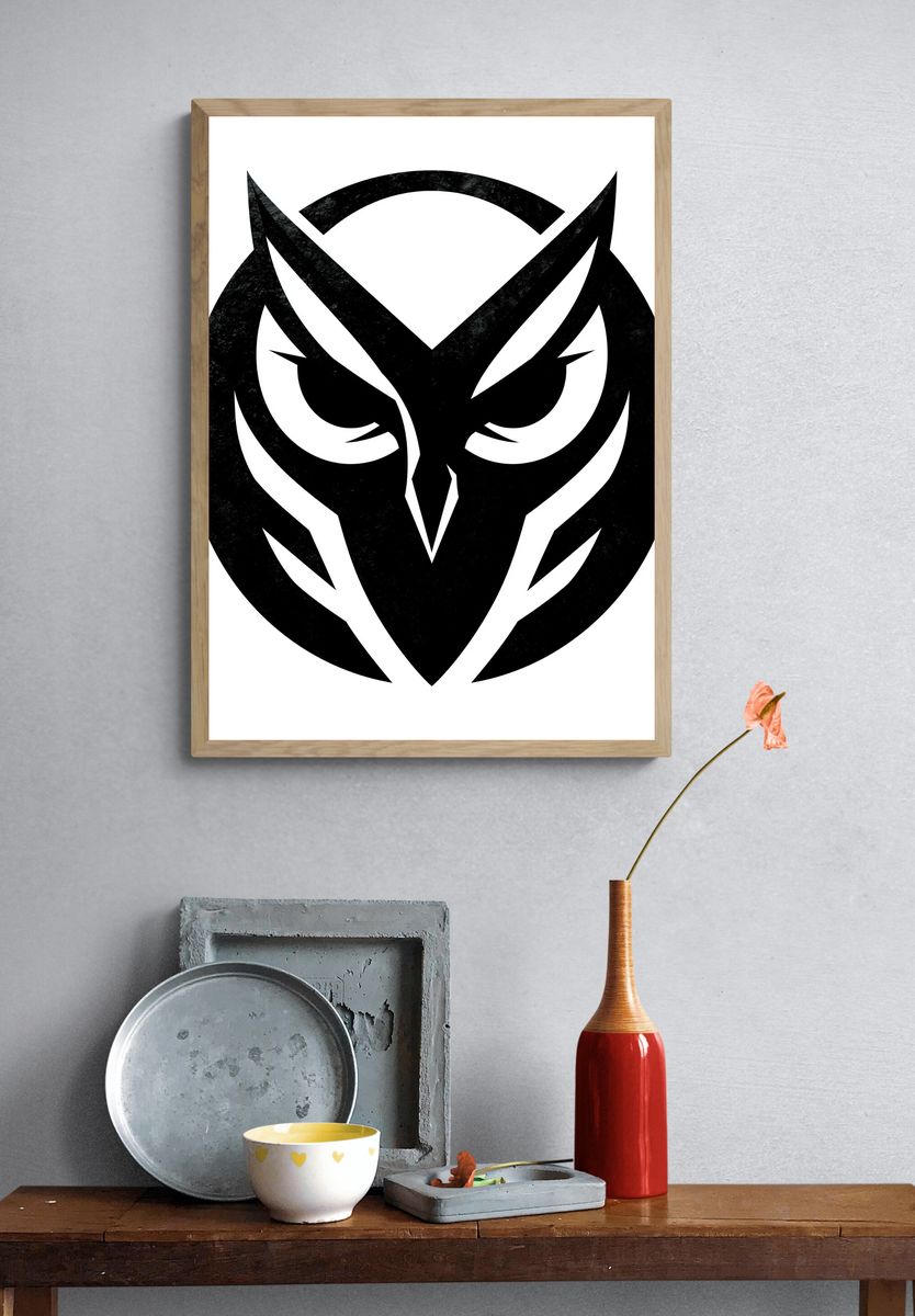 Stylized Owl Mask Print. — room view 3