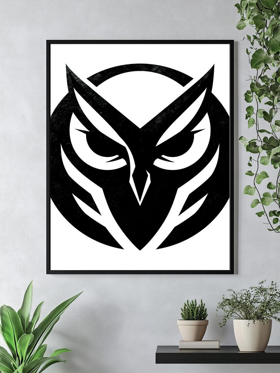 Stylized Owl Mask Print. — room view 4