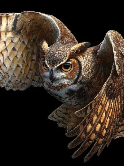 Flying Owl Illustration Poster. poster print