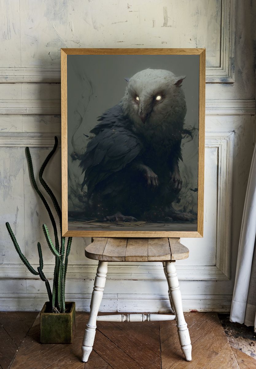 Mystic Owl Digital Art Poster. — room view 1