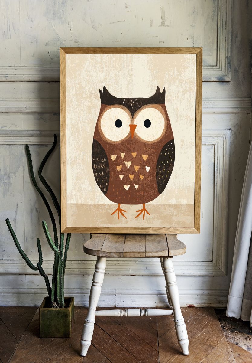 Cute Owl Illustration Poster. — room view 1